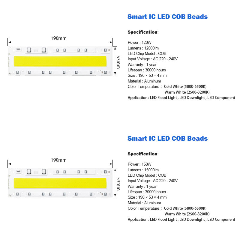 Led Cob Licht Chip 30W 50W 70W 100W 150W Led Lamp Chip 220V Input smart Ic Led Driver Voor Diy Led Schijnwerper