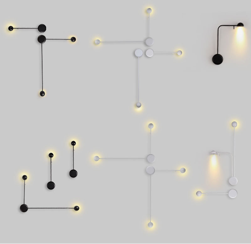 NIEUWE art Dots wandlamp moderne LED woonkamer wandlamp Nordic creatieve gangpad verlichtingsarmaturen Zwart Wit Moderne Wandlamp