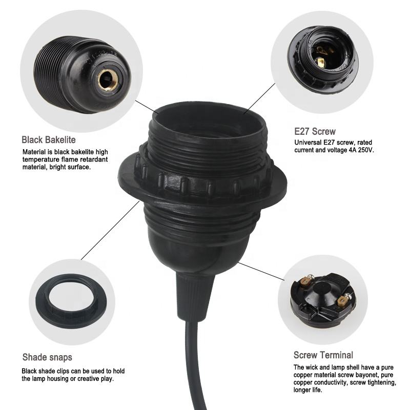 1.8 M Netsnoer Kabel E27 Hanglamp Houder EU Plug 303 Schakelaar 250 V 4A voor Opknoping Lamp LED Bulb Socket huishoudelijke geschikt