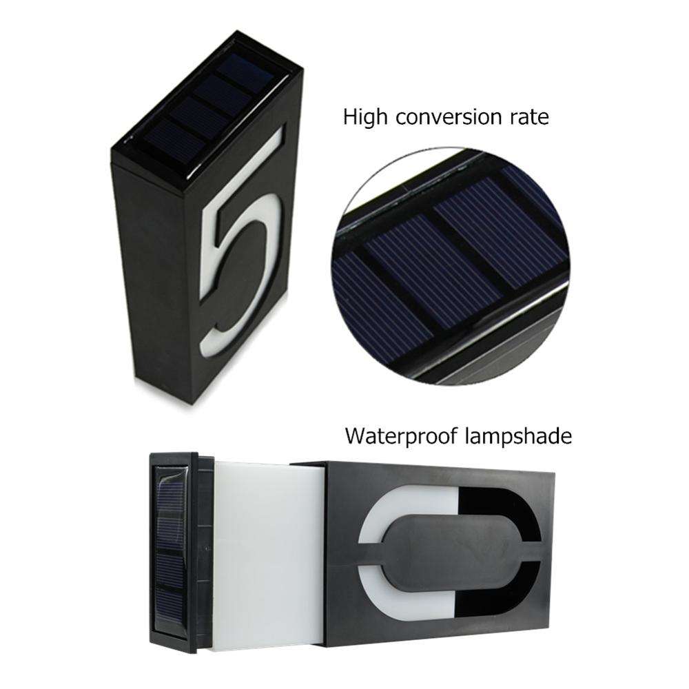 Digitale Solar Light Huisnummer Solar Light buitenwandlampen op zonne-energie Huisnummer Deurplaat Digital Solar Light LED Deurnummer Adrescijfers Muurbevestiging 